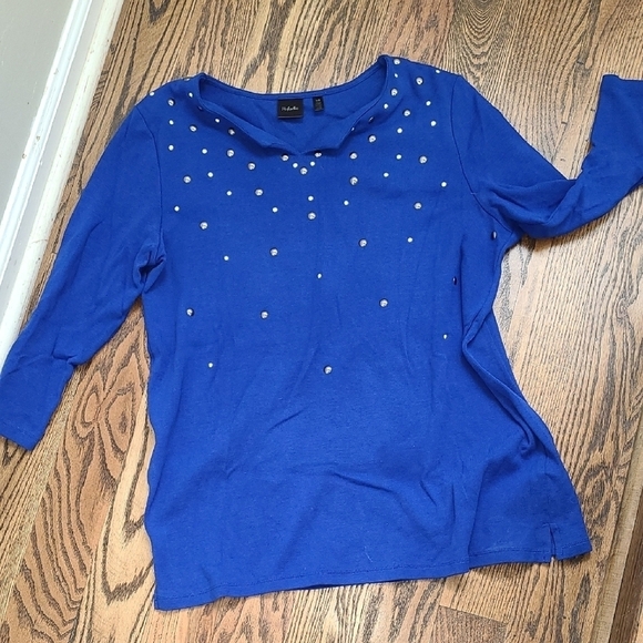 Rafaella Tops - Rafaella Blue Tunic with Silver Accents